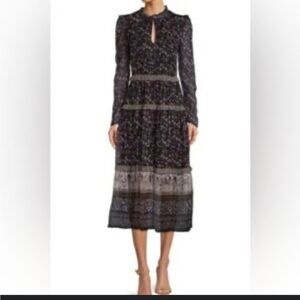 Antonio Melani Black and Gray and Blue floral Patterned Dress